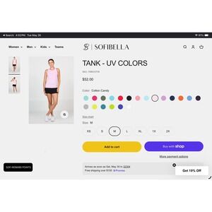 Sofibella UV Colors Athletic Tank Top Pink Tennis Golf Activewear Women's M
